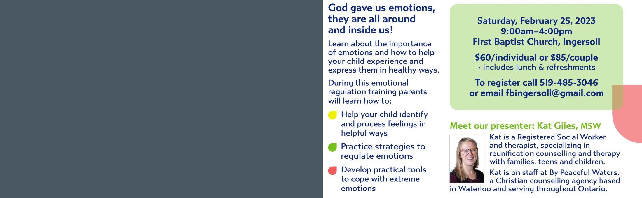 Emoticon Parent Workshop, Pg. 2 of 3 See event details opposite: - Practice strategies to regulate emotions - Develop practical tools to cope with extreme emotions - Help your child identify and process their feelings in helpful ways